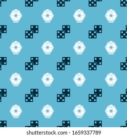 Set Game dice and Lucky wheel on seamless pattern. Vector