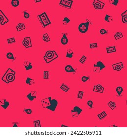 Set Game dice, Online slot machine with jackpot, poker table game and Casino clover on seamless pattern. Vector