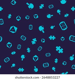 Set Game dice, Table football, Racket and Puzzle pieces toy on seamless pattern. Vector