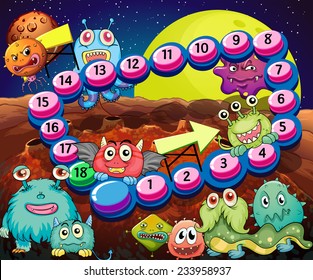 Set of game elements and icons with aliens theme