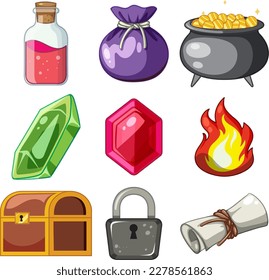 Set of game elements illustration