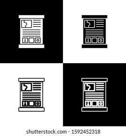 Set Game guide icon isolated on black and white background. User manual, instruction, guidebook, handbook.  Vector Illustration