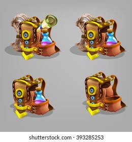 Set of game icons of bags. Vector illustration.