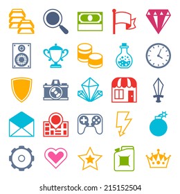 Set of game icons in flat design style.