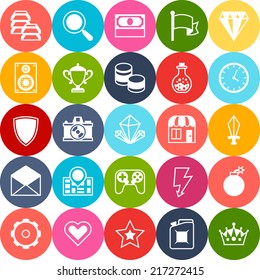 Set of game icons in flat design style.