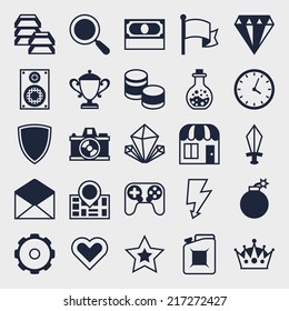Set of game icons in flat design style.