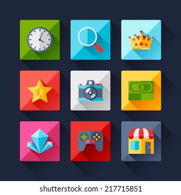 Set of game icons in flat design style.
