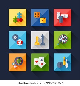 Set of game icons in flat design style..