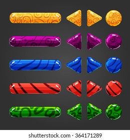 Set of game interface button color. Button for web or game design.