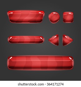 Set of game interface red  button. Button for web or game design.