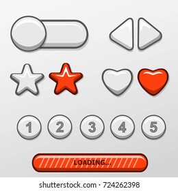 Set of game interface white button. Button for web or game design.