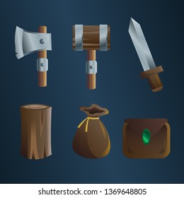 Set of Game Item Weapon And icon