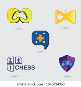 Set of game logo template design, Game console and video game, vector illustration