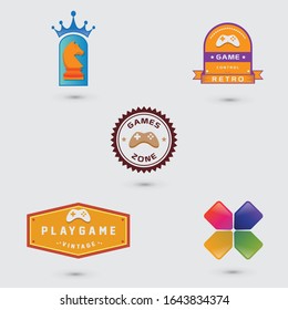 Set of game logo template design, Game console and video game, vector illustration