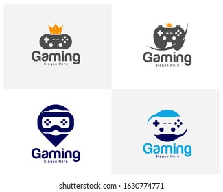 Set of Game logo template vector. Joystick design Icon. Stylized joystick buttons. Creative design. Illustration