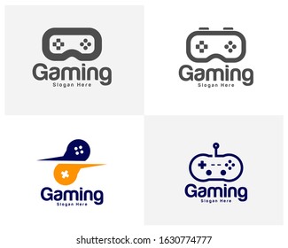 Set of Game logo template vector. Joystick design Icon. Stylized joystick buttons. Creative design. Illustration