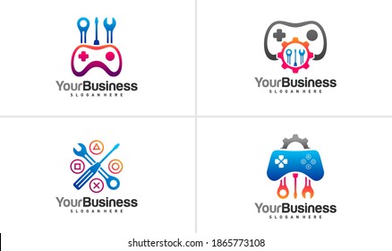 Set Of Game Mechanic Logo Vector Template, Creative Mechanic Logo Design Concepts