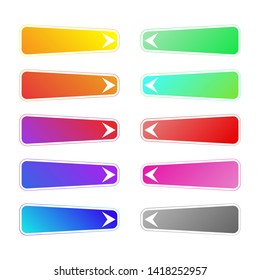 Set of game options buttons. Color square buttons. Vector buttons for game interface.