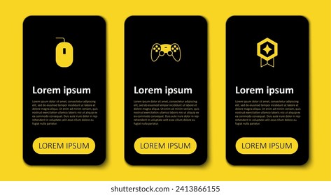 Set Game rating with medal, controller or joystick and Computer mouse. Business infographic template. Vector
