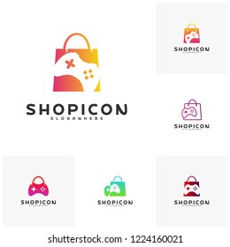 Set of Game Shop Logo Template Design Vector
