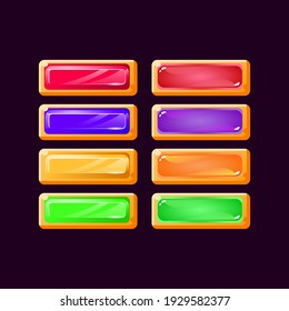 Set Of Game Ui Casual Yellow Diamond And Jelly Colorful Button For Gui Asset Elements Vector Illustration