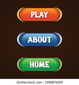 Set of game ui colorful button for gui asset elements. Can be used in the production of mobile, web or video games