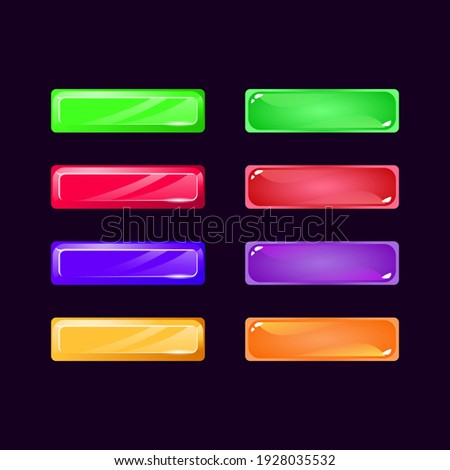 Set of game ui diamond and jelly colorful button for gui asset elements vector illustration