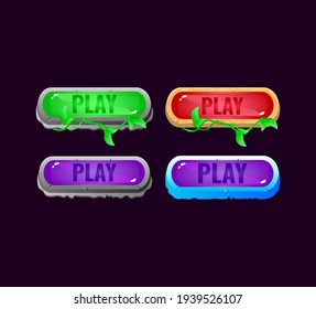 Set of game ui fantasy diamond and jelly colorful play button for gui asset elements vector illustration