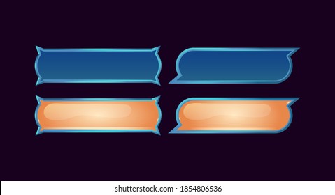 Set of game ui fantasy glossy button for gui asset elements vector illustration