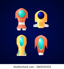 set of game ui fantasy spaceship icon for gui asset elements vector illustration