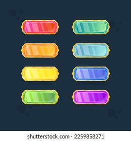 Set Of Game UI Gem Buttons Treasure Bright In Different Colors Cute Colorful Cartoon Vector Design