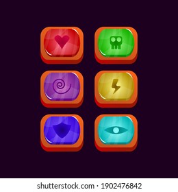 set of game ui glossy colorful jelly magic power up icon for gui asset elements vector illustration