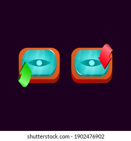 set of game ui glossy jelly magic power up with eye icon for gui asset elements vector illustration