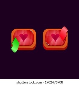 set of game ui glossy jelly magic power up with heart icon for gui asset elements vector illustration