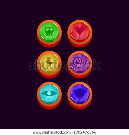 set of game ui glossy rounded jelly magic power up icon for gui asset elements vector illustration