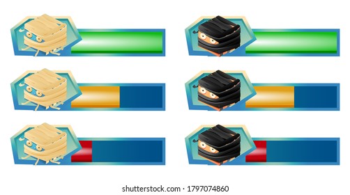 Set of game ui health bar for 2d games elements vector illustration