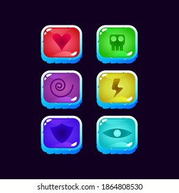 set of game ui jelly colorful magic power up for gui asset elements vector illustration