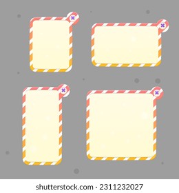 Set Of Game UI Pop Up Windows In Different Sizes Pink Orange Color Stone Age Cheese Candy Toy Cartoon Cute Style Vector Design