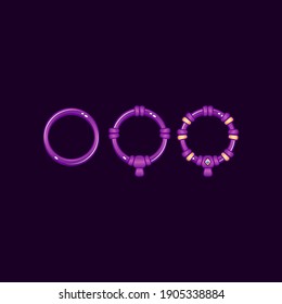 set of game ui rounded purple jelly frame with grade for gui asset elements vector illustration