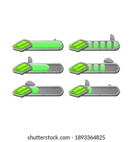 set of game ui stone rock bucks money progress bar with 2 style for gui asset elements vector illustration