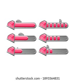 set of game ui stone rock gems diamond progress bar with 2 style for gui asset elements vector illustration