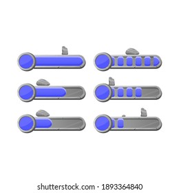 conjunto de juegos ui piedra piedra moneda de piedra moneda moneda de progreso barra de progreso con 2 estilo para elementos de activos gui ilustración vectorial