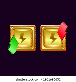 set of game ui wooden jelly magic power up with energy icon for gui asset elements vector illustration