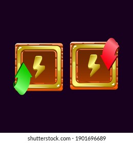 set of game ui wooden jelly magic power up with energy icon for gui asset elements vector illustration