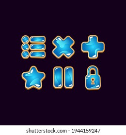 set of game ui wooden jelly icon signs for gui asset elements vector illustration