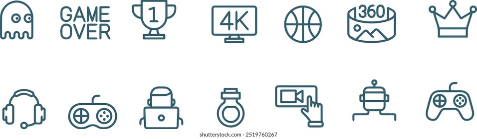 set of game vector lined icons set , game sign