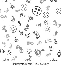 Set Gamepad, Award cup, Gamepad and Gamepad on seamless pattern. Vector