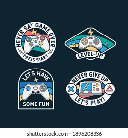 Set of gamepad badges, patches, emblems, badges and labels.