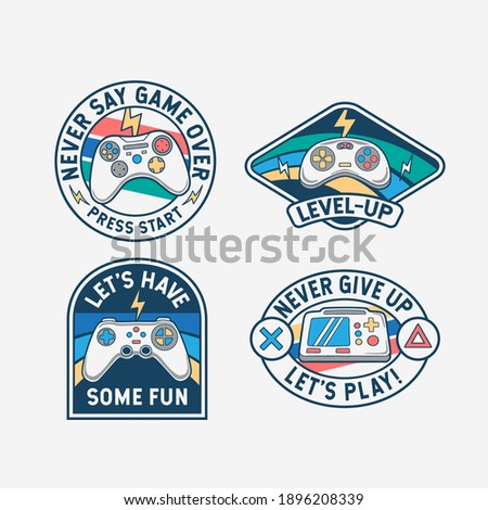 Set of gamepad badges, patches, emblems, badges and labels.