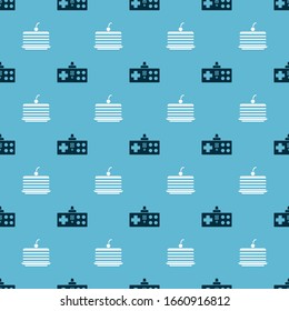 Set Gamepad and Cake on seamless pattern. Vector